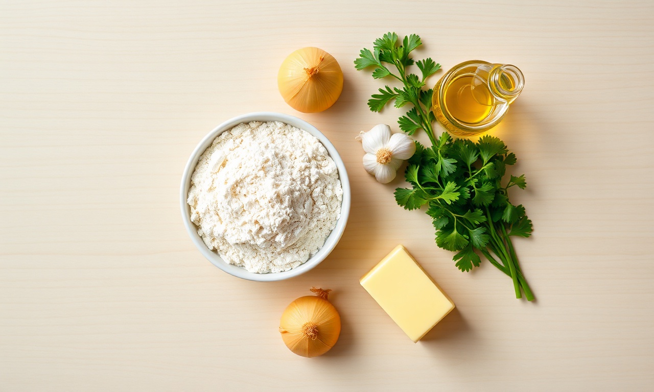 Vista de cima dos ingredientes organizados