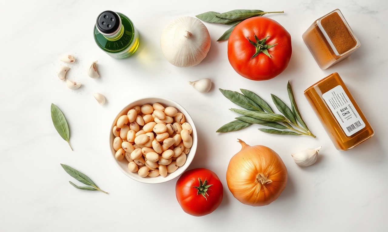 Vista de cima dos ingredientes organizados sobre superfície clara