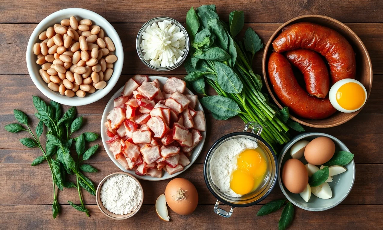 Vista de cima dos ingredientes organizados
