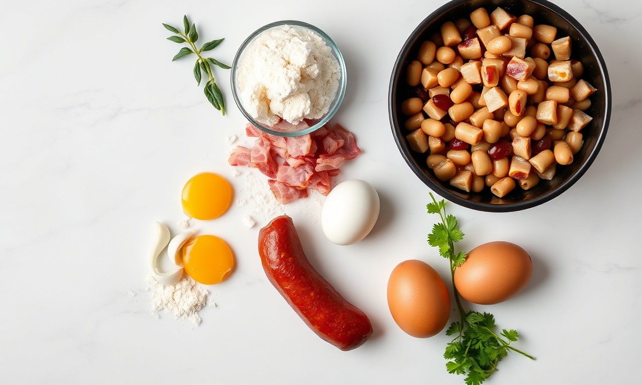 Vista de cima dos ingredientes organizados para a receita.