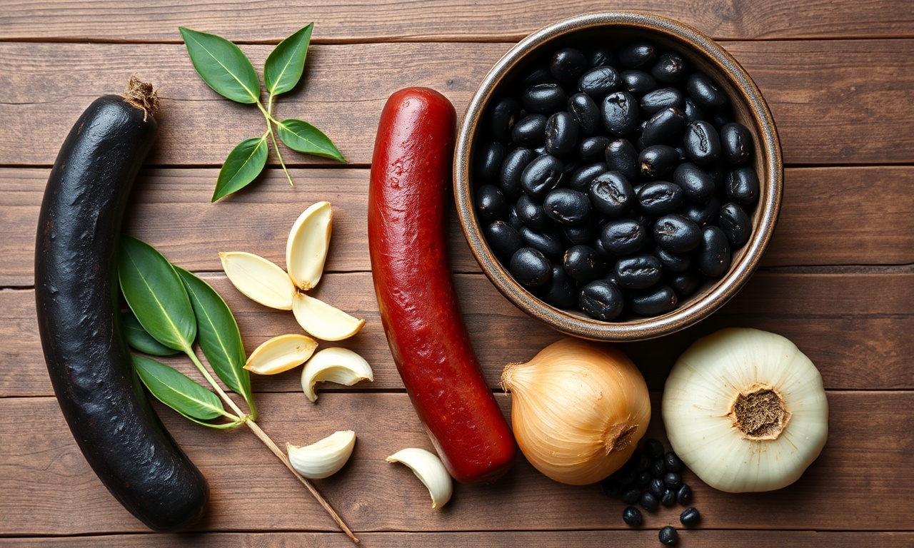 Ingredientes crus e frescos dispostos sobre superfície de madeira.