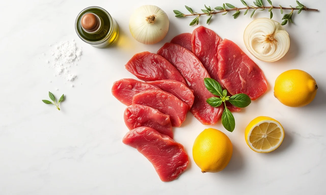 Vista de cima dos ingredientes organizados sobre superfície de mármore.