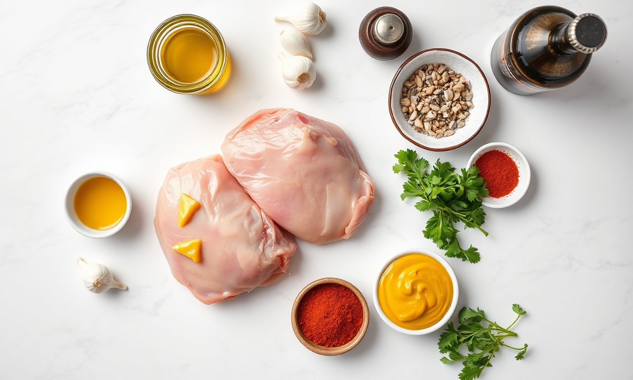 Vista de cima dos ingredientes organizados sobre superfície clara.
