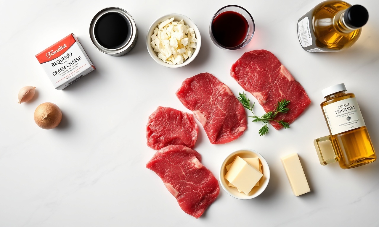 Vista de cima dos ingredientes organizados sobre superfície de mármore