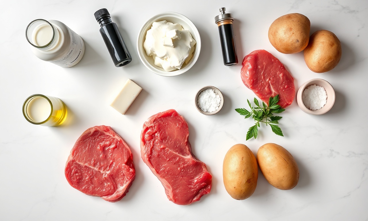 Vista de cima dos ingredientes organizados na bancada.