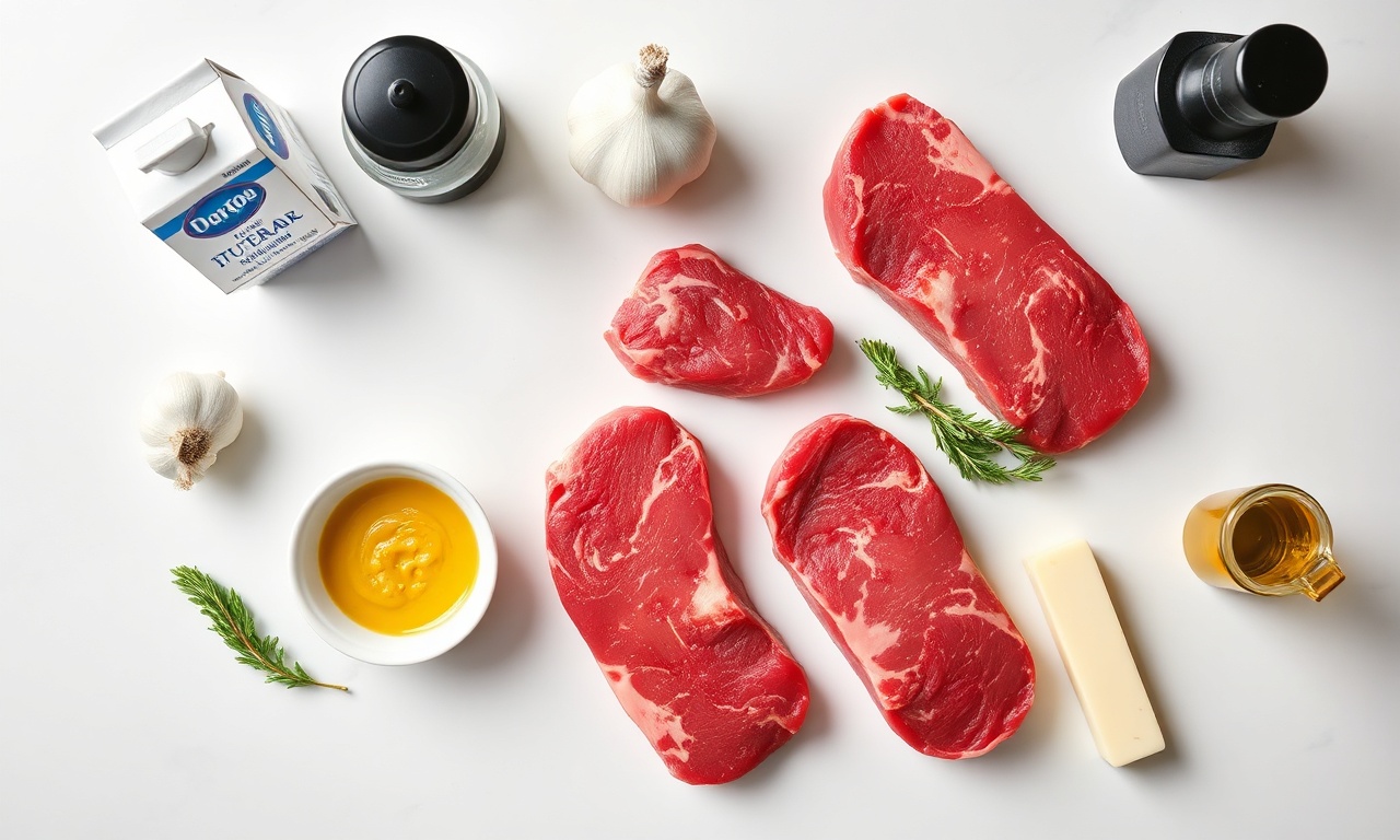 Vista de cima dos ingredientes frescos e organizados para a receita.