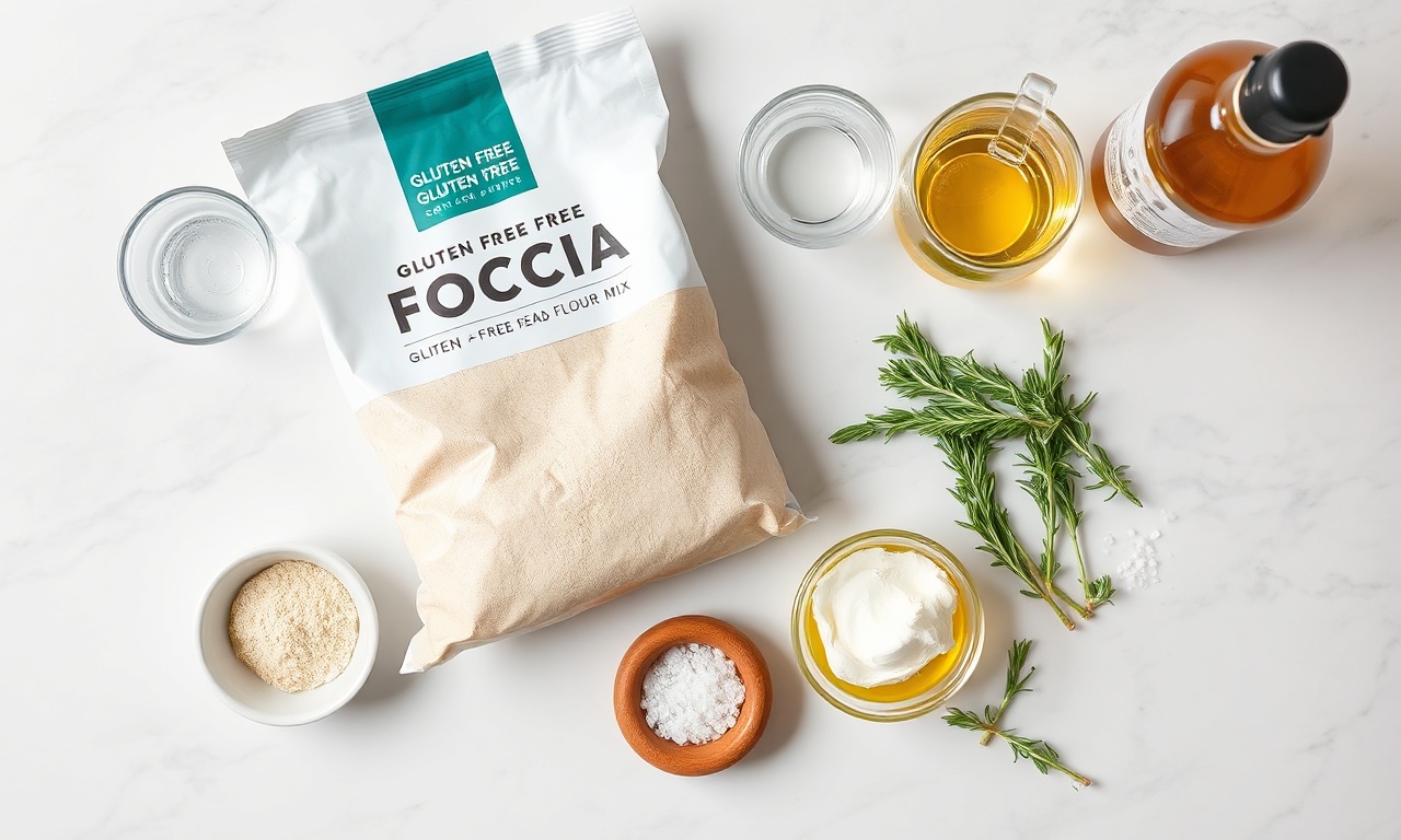Vista de cima dos ingredientes organizados na bancada.
