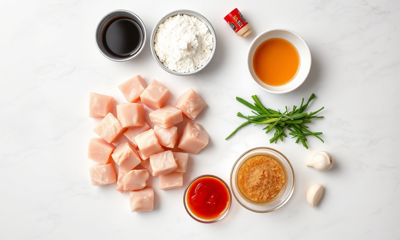 Vista de cima dos ingredientes frescos e secos organizados na bancada.