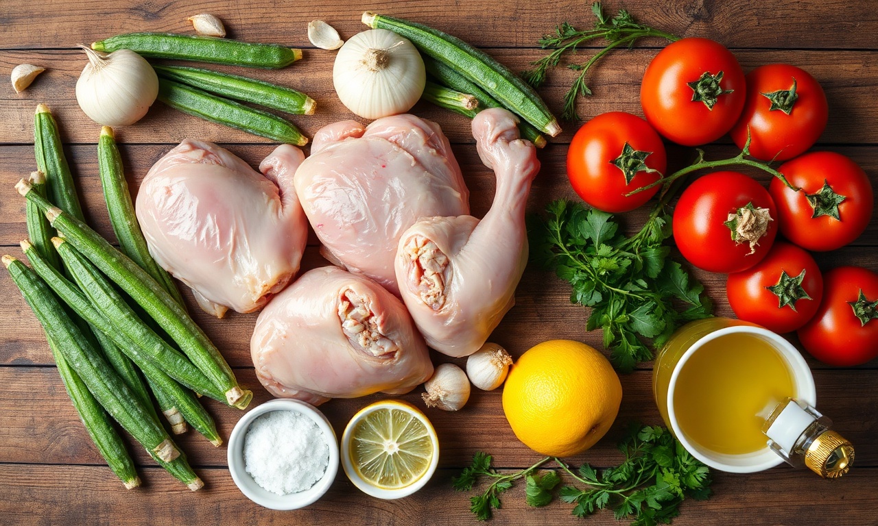 Vista de cima dos ingredientes organizados sobre superfície de madeira