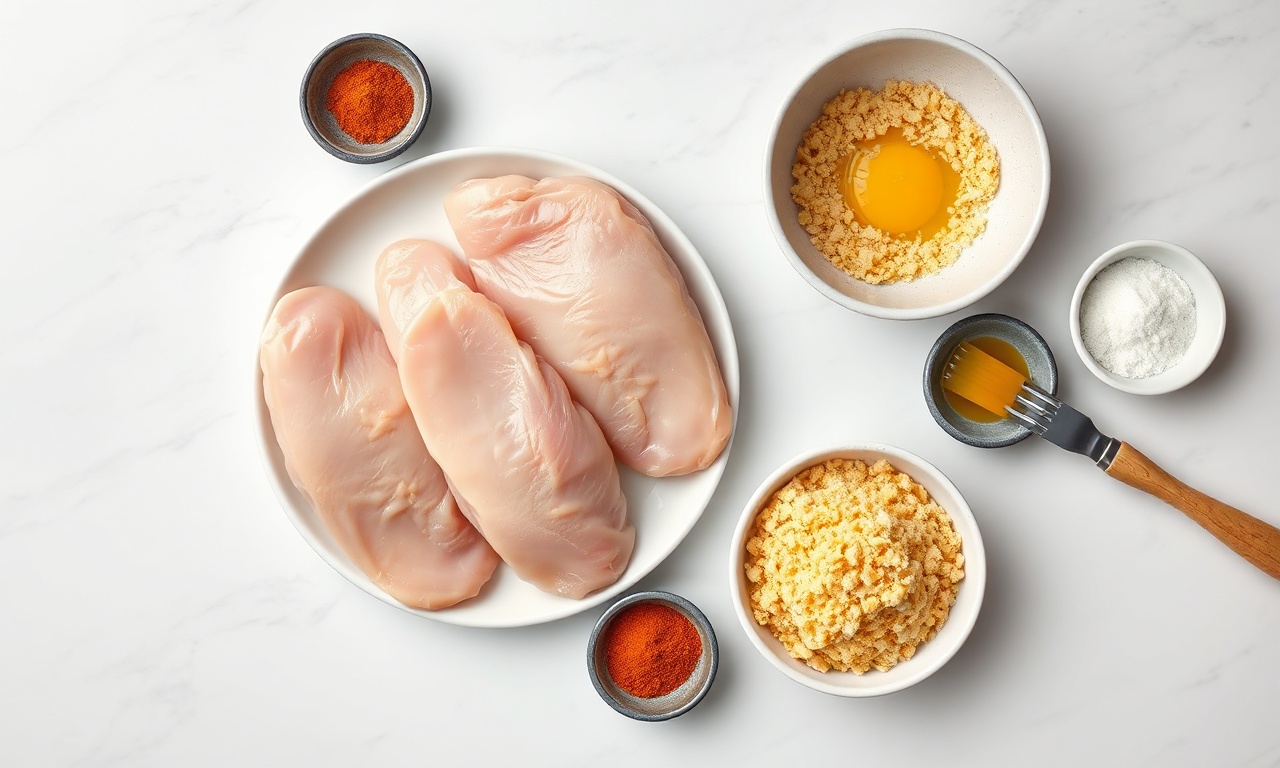 Vista de cima dos ingredientes organizados sobre uma superfície de mármore.