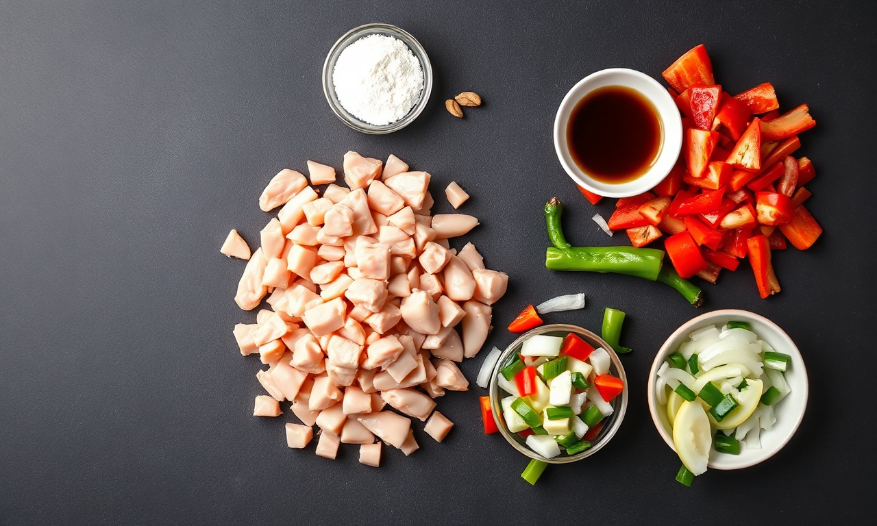 Vista de cima dos ingredientes organizados
