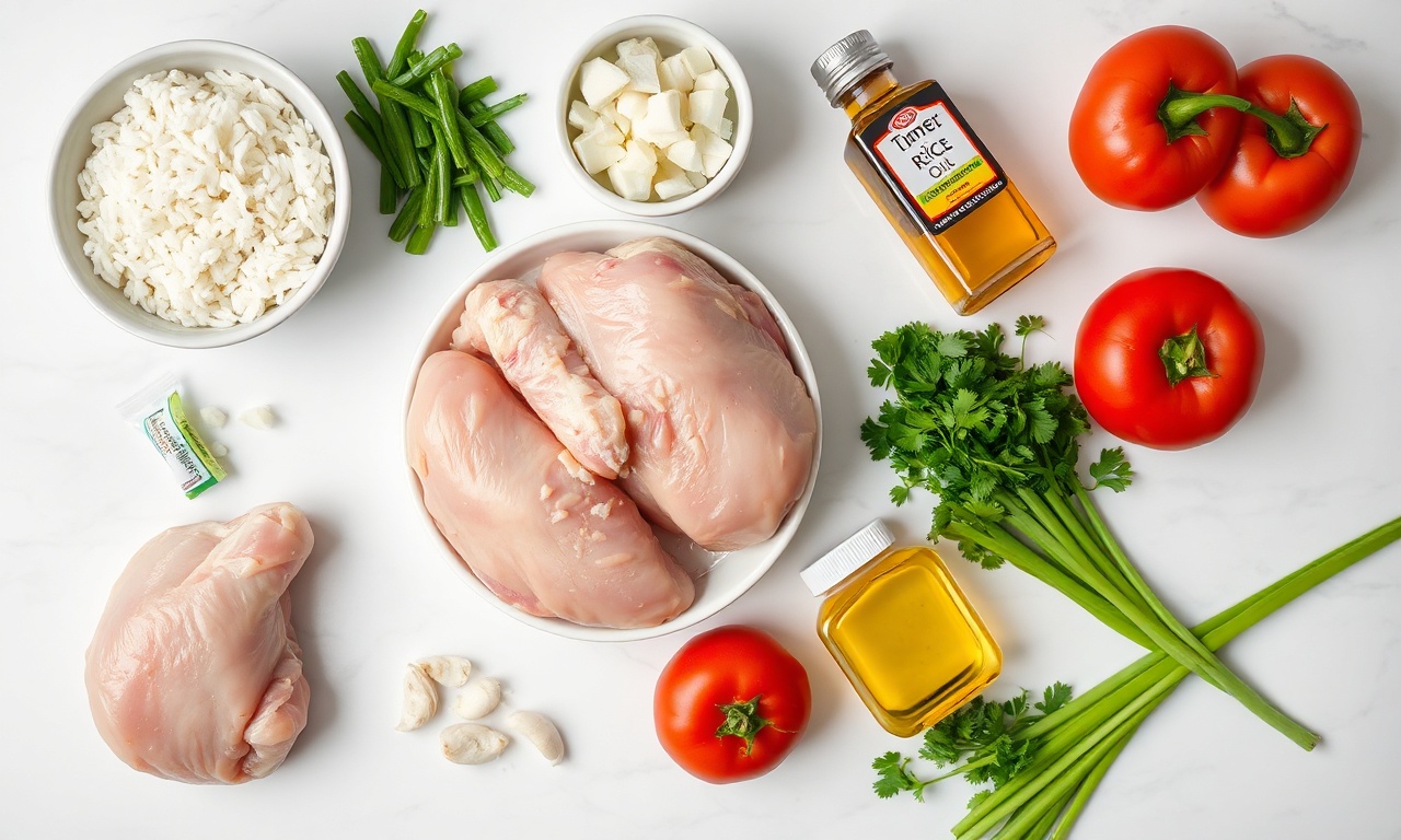 Vista de cima dos ingredientes organizados para a receita.