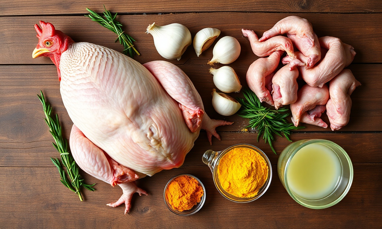 Vista de cima dos ingredientes organizados para o galopé