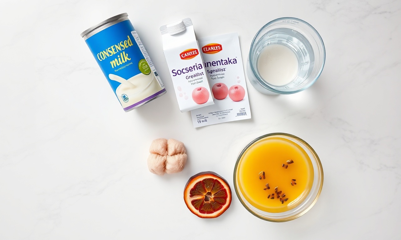 Vista de cima dos ingredientes simples e essenciais para a receita.