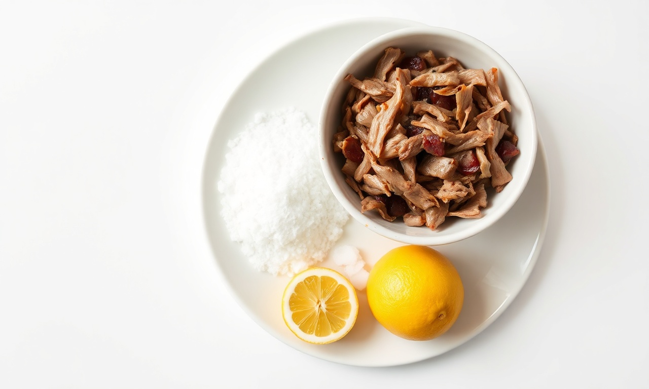 Vista de cima com os quatro ingredientes principais da receita.