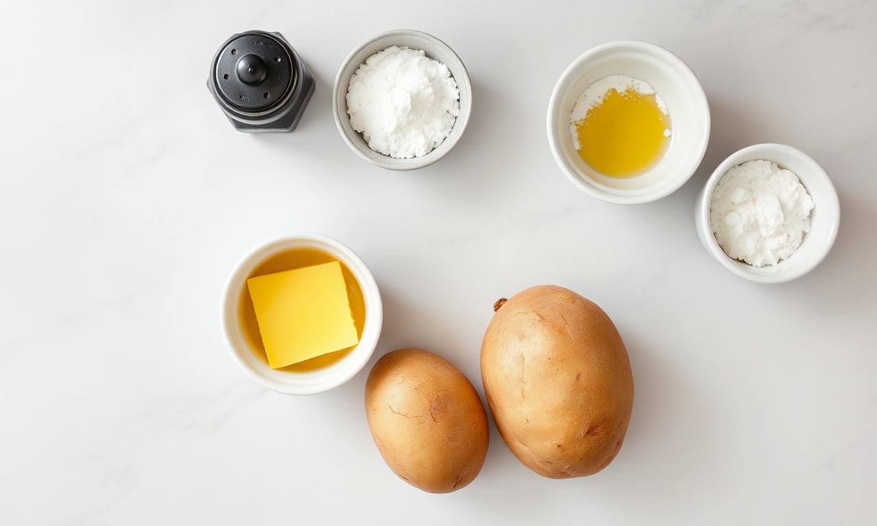 Vista de cima dos ingredientes simples e frescos para a receita.