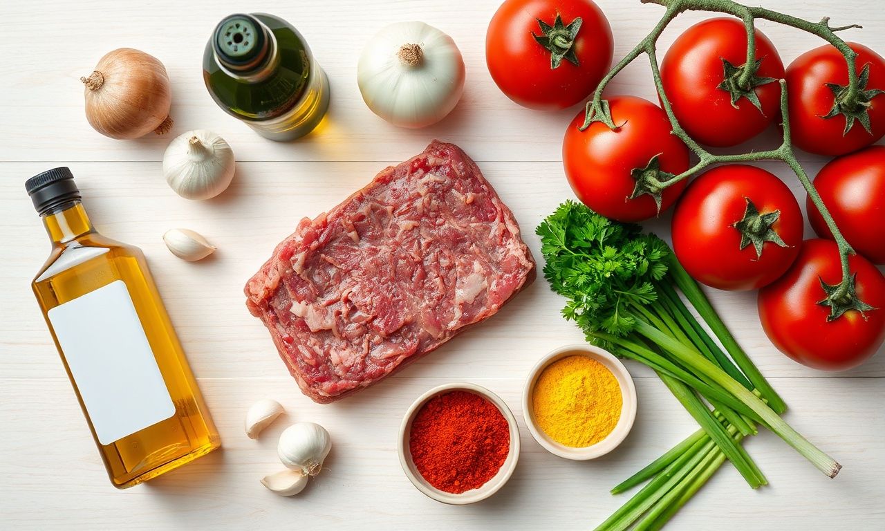 Vista de cima dos ingredientes organizados
