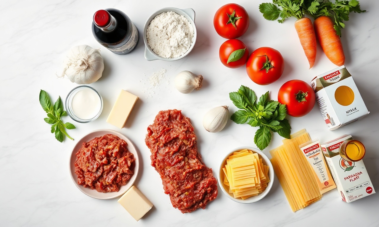 Vista de cima dos ingredientes organizados para a receita.