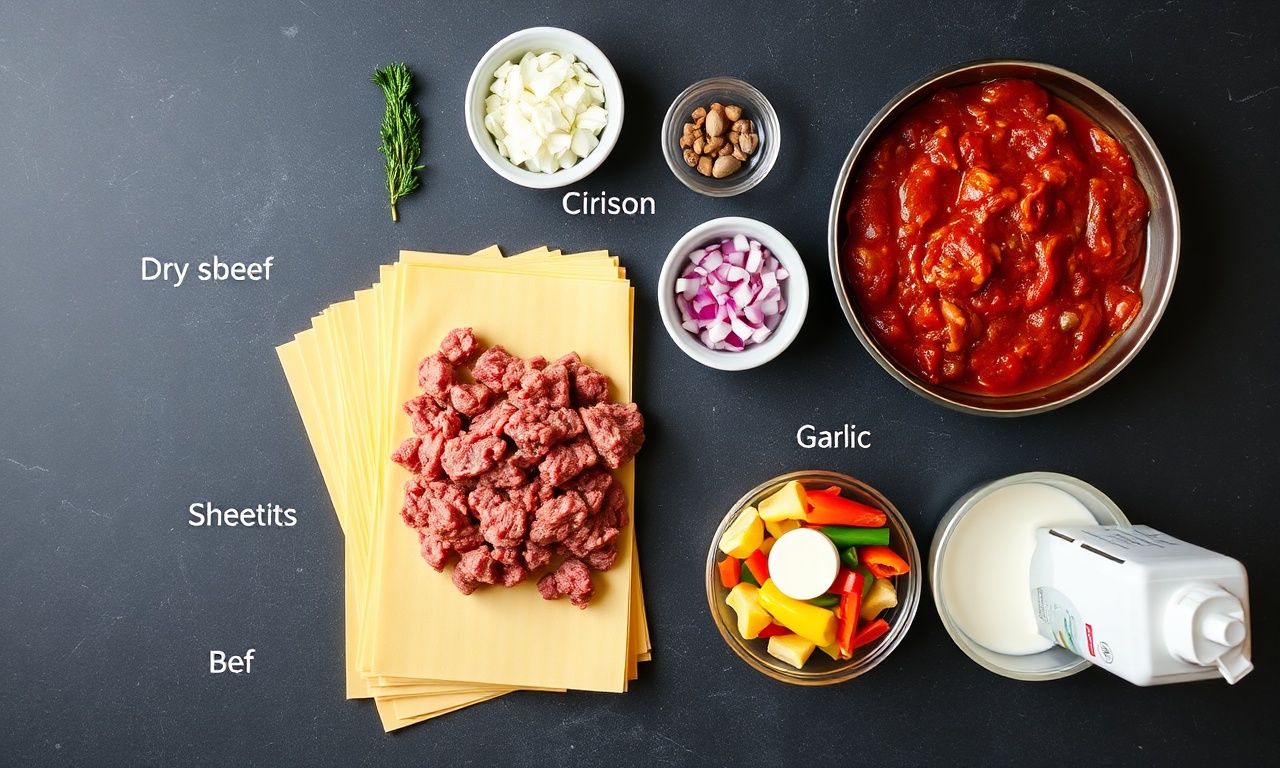 Vista de cima dos ingredientes organizados