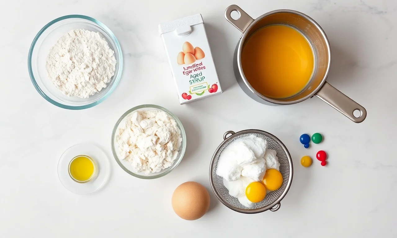 Macarons Sem Farinha De Amêndoas: Receita Perfeita E Macia 4 Vista de cima dos ingredientes organizados
