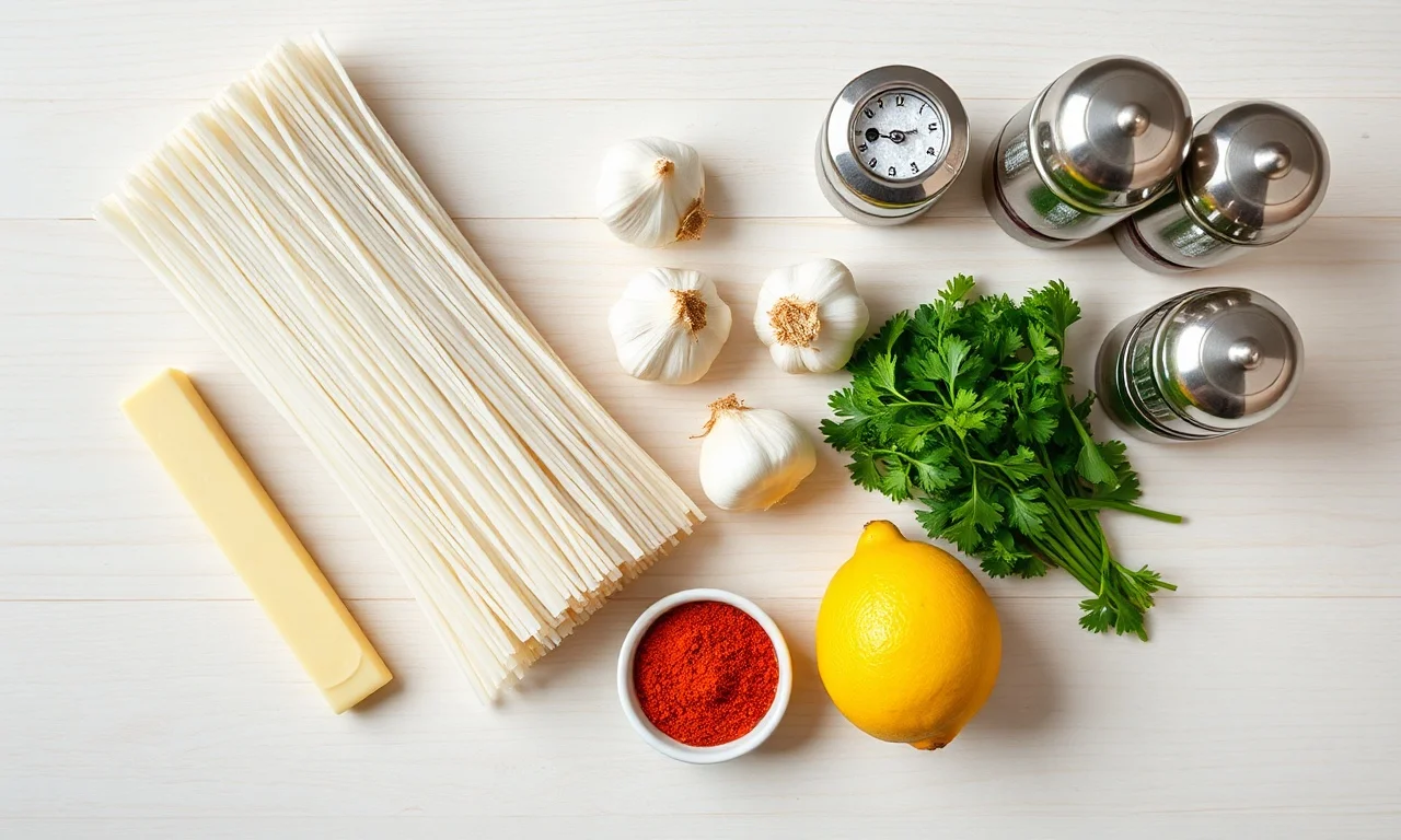 Vista de cima dos ingredientes organizados sobre superfície de madeira.