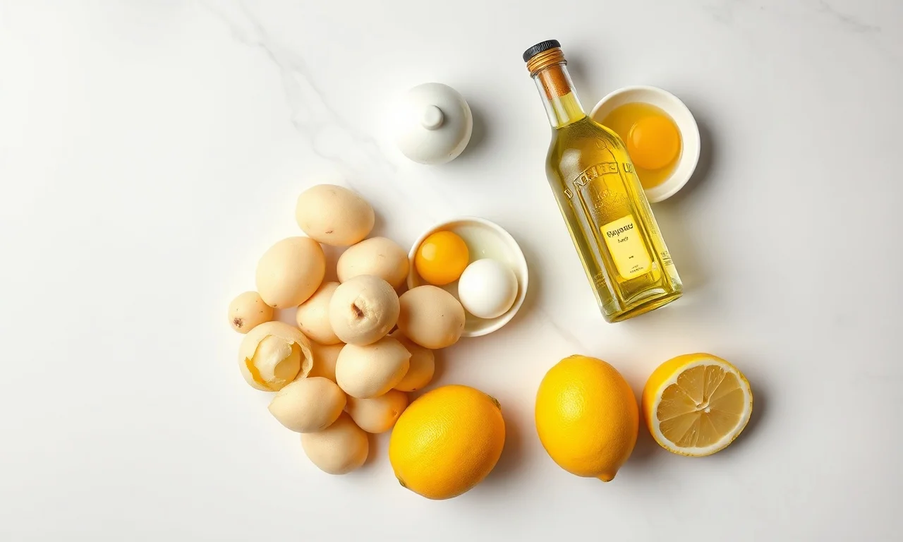 Vista de cima dos ingredientes frescos e simples.