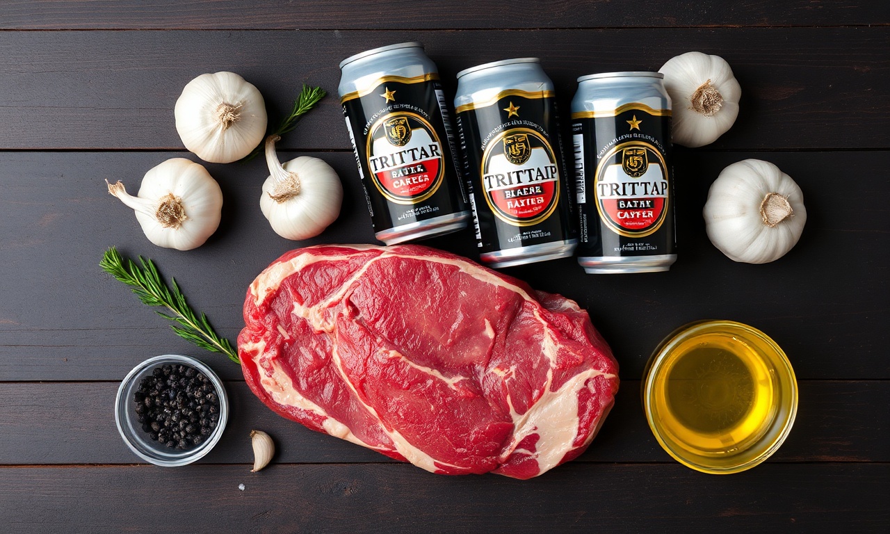 Maminha Na Cerveja Preta: Receita Fácil E Suculenta 4 Vista de cima dos ingredientes frescos e organizados.