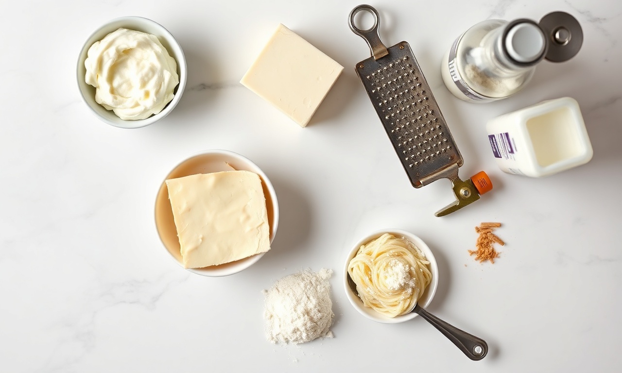 Vista de cima dos ingredientes frescos e secos necessários para o molho.