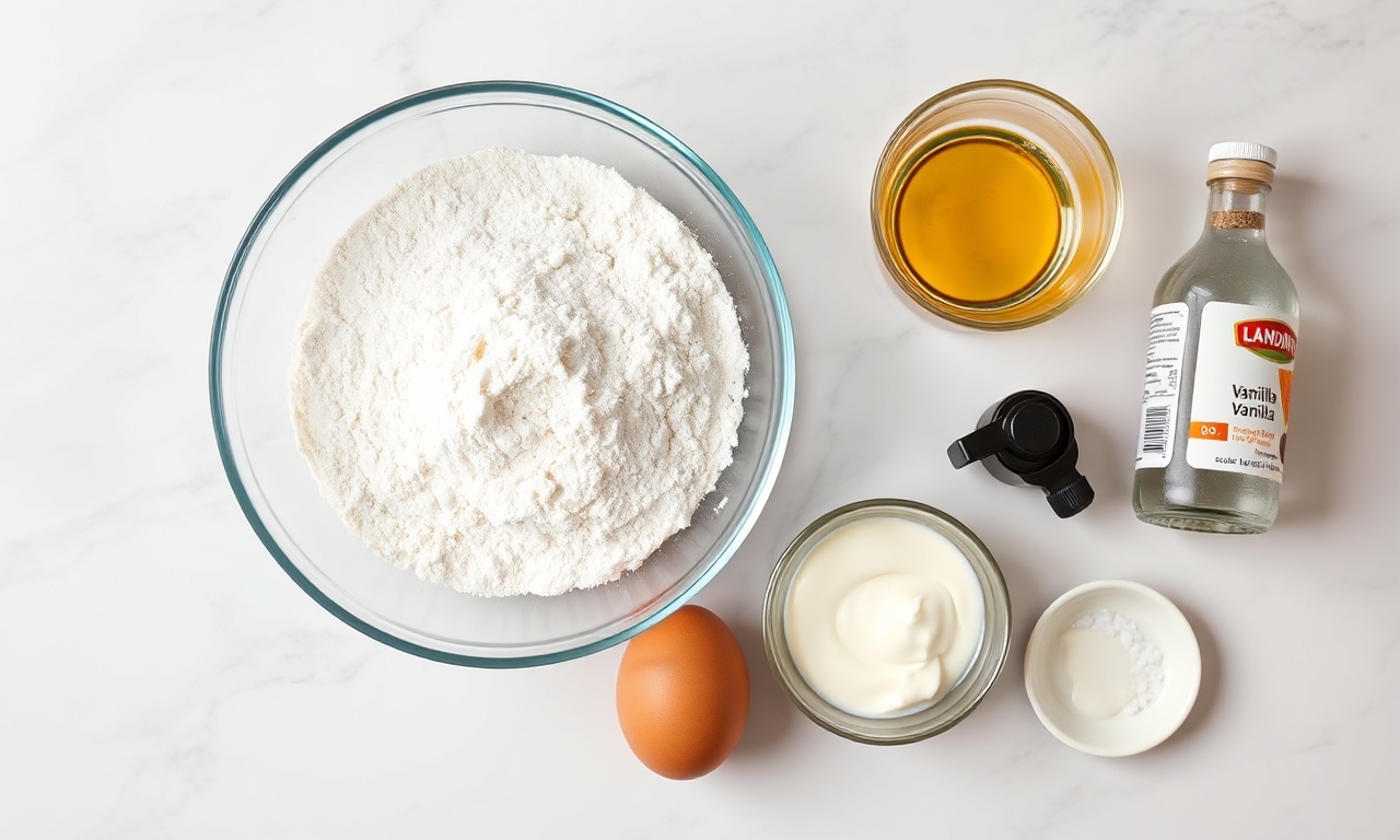 Muffin De Baunilha Fofinho Em 30 Min: Receita Fácil E Infalível 4 Vista de cima dos ingredientes organizados
