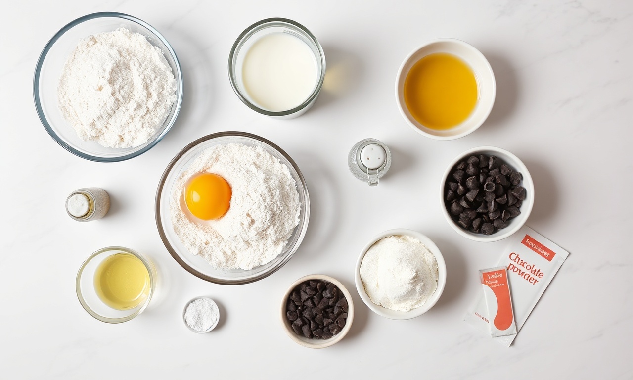 Vista de cima dos ingredientes separados em tigelas e potes.