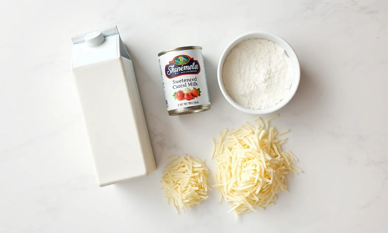 Vista de cima dos ingredientes simples e essenciais.