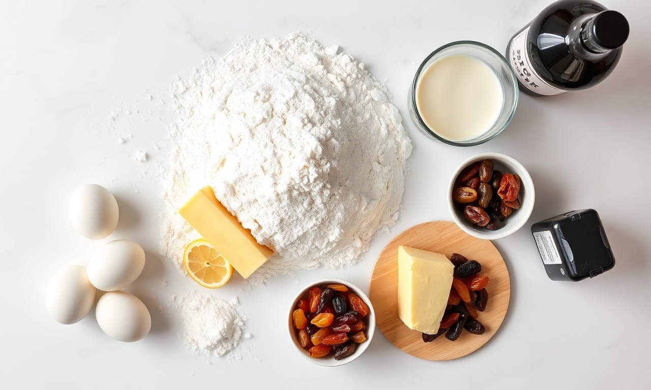 Vista de cima dos ingredientes organizados para a receita.