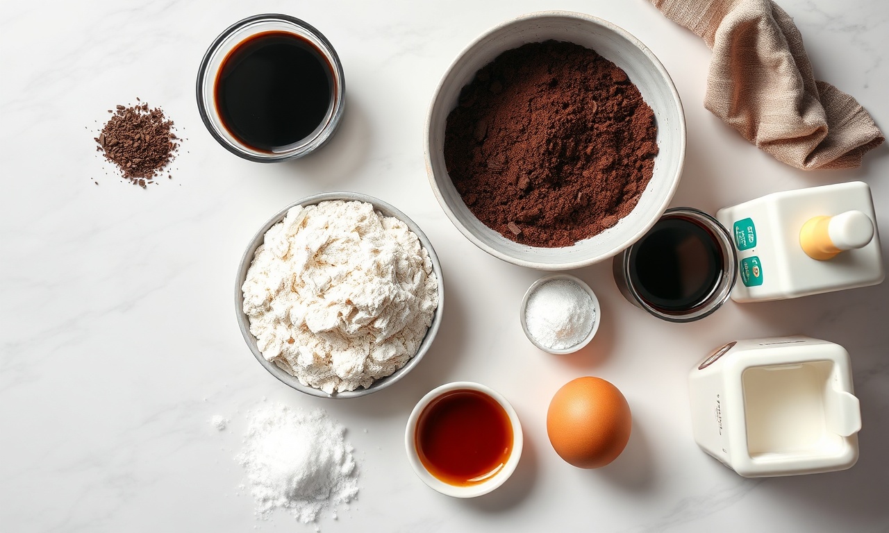Vista de cima dos ingredientes organizados em tigelas.