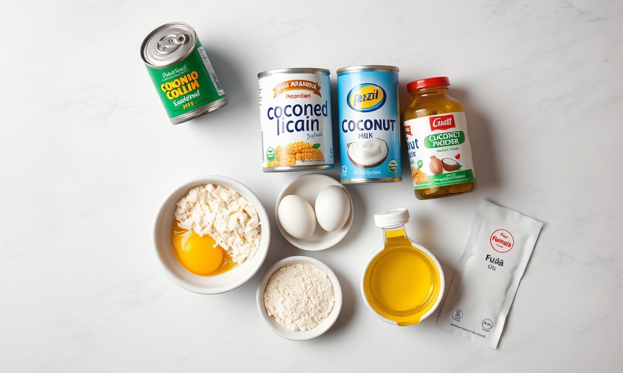 Vista de cima dos ingredientes medidos e prontos para uso.