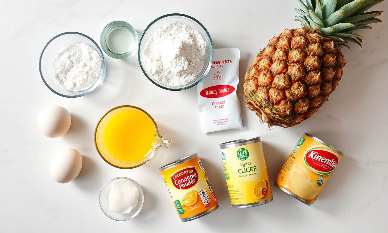 Vista de cima dos ingredientes organizados em superfície clara.