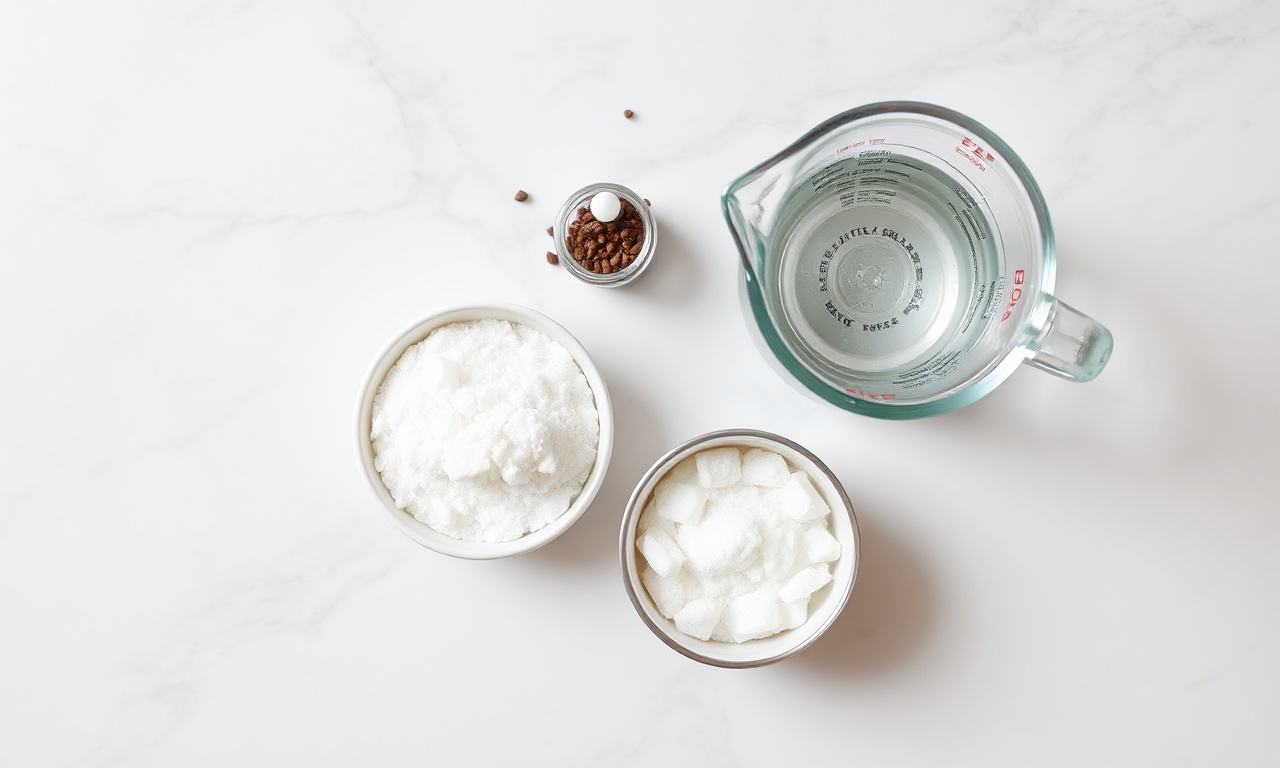 Os três ingredientes principais: café solúvel, açúcar e água quente.
