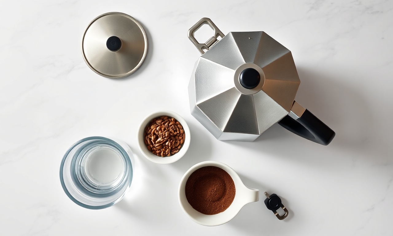 Vista de cima dos ingredientes e utensílios necessários.