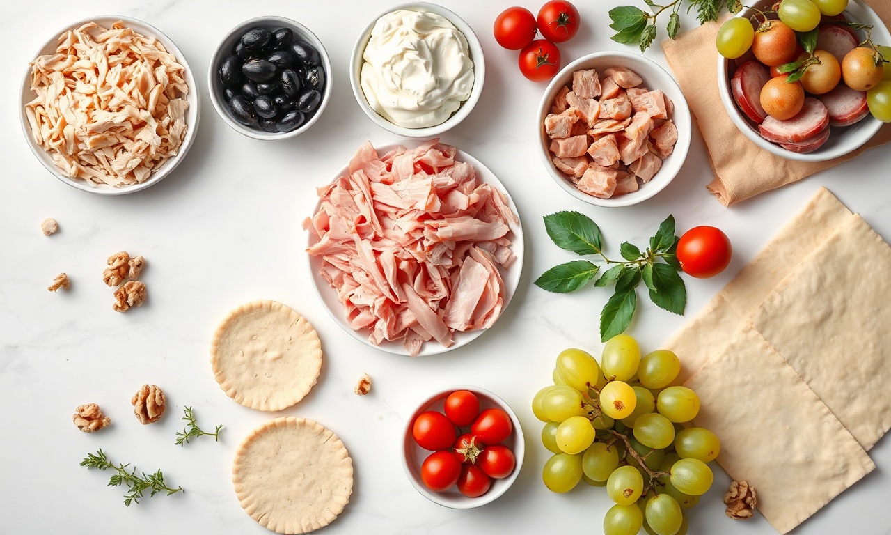 Coquetel Para 50 Pessas: Cardápio Completo E Fácil 4 Vista de cima dos ingredientes principais para os salgados e palitos.