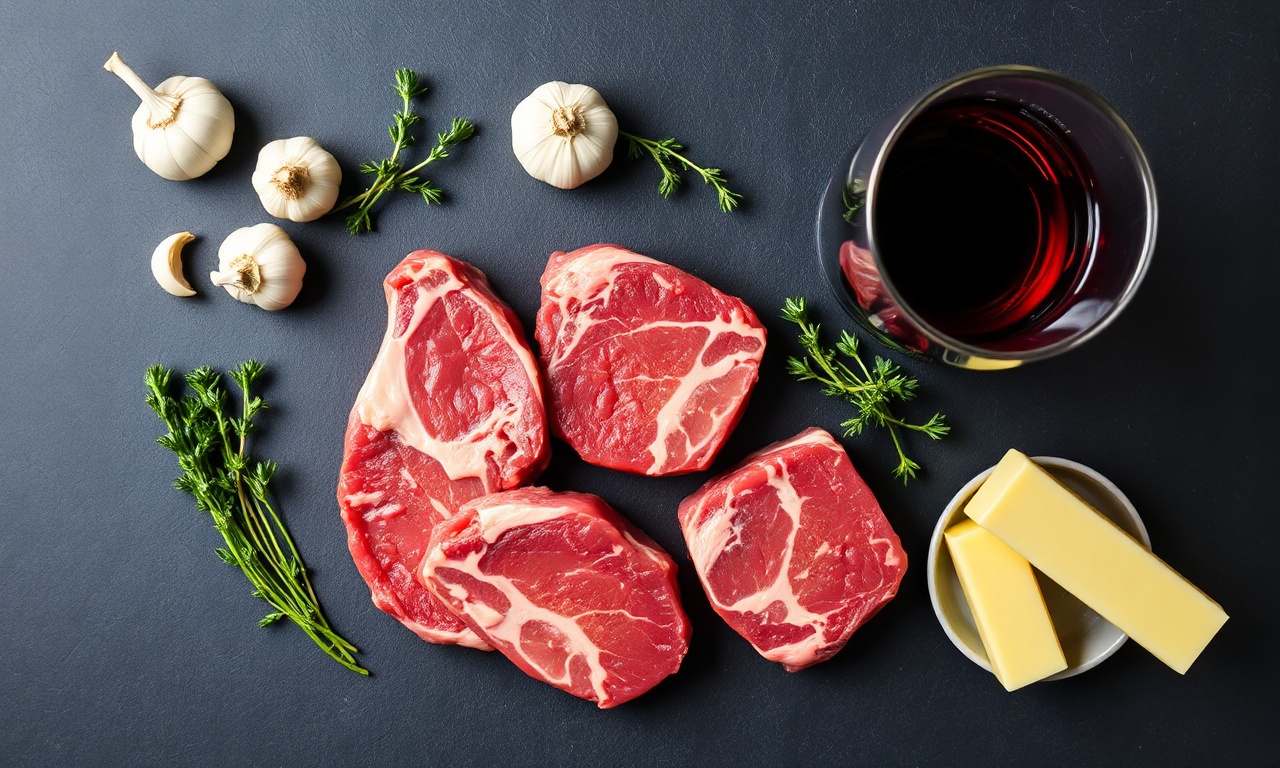 Vista de cima dos ingredientes nobres e aromáticos para a receita.