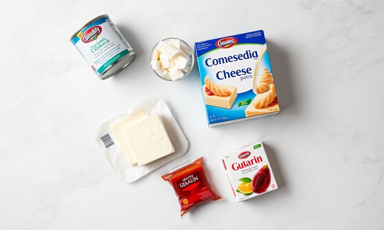 Vista de cima dos ingredientes organizados para a receita.