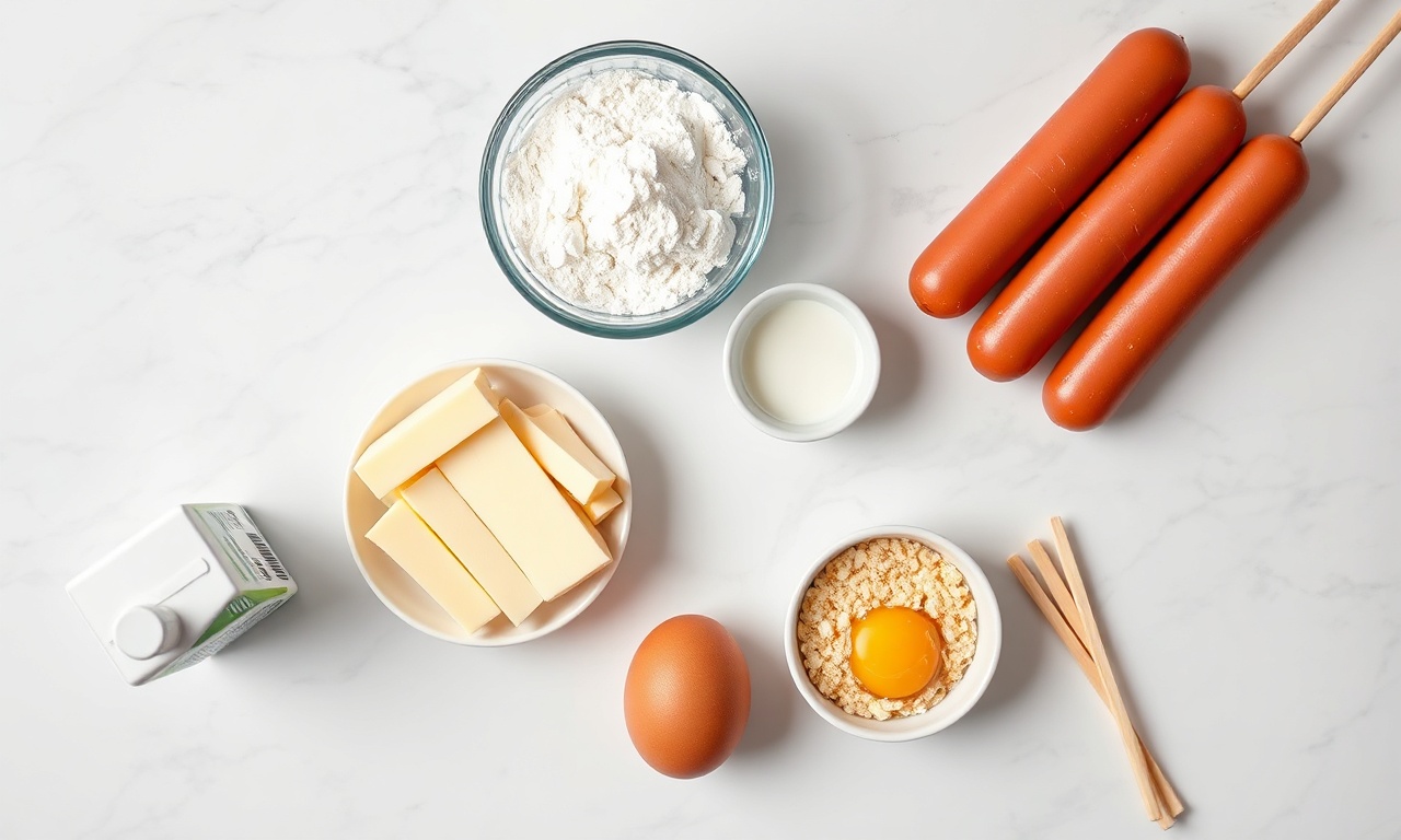 Vista de cima dos ingredientes frescos e secos organizados para a receita.