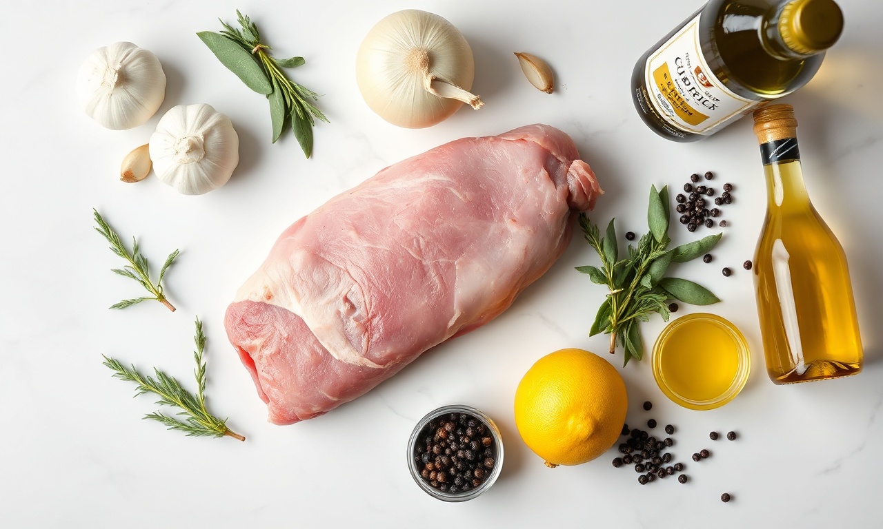 Vista de cima dos ingredientes frescos e organizados para a receita.