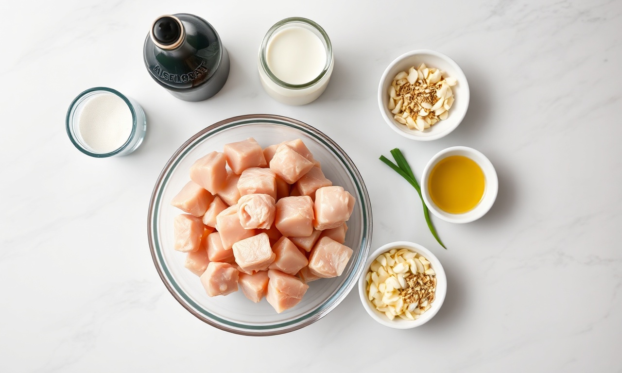 Vista de cima dos ingredientes organizados