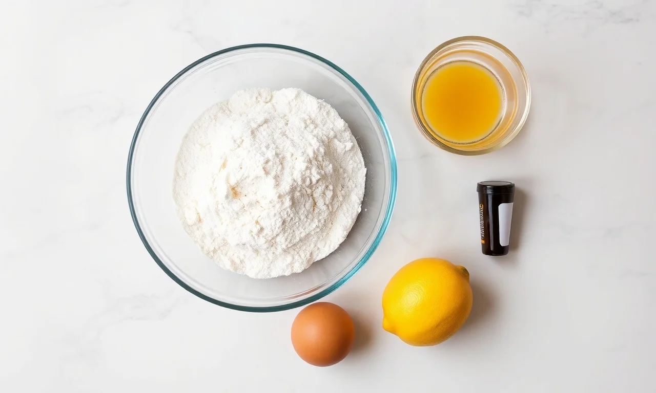 Vista de cima dos ingredientes saudáveis e sem lactose organizados sobre uma superfície clara.
