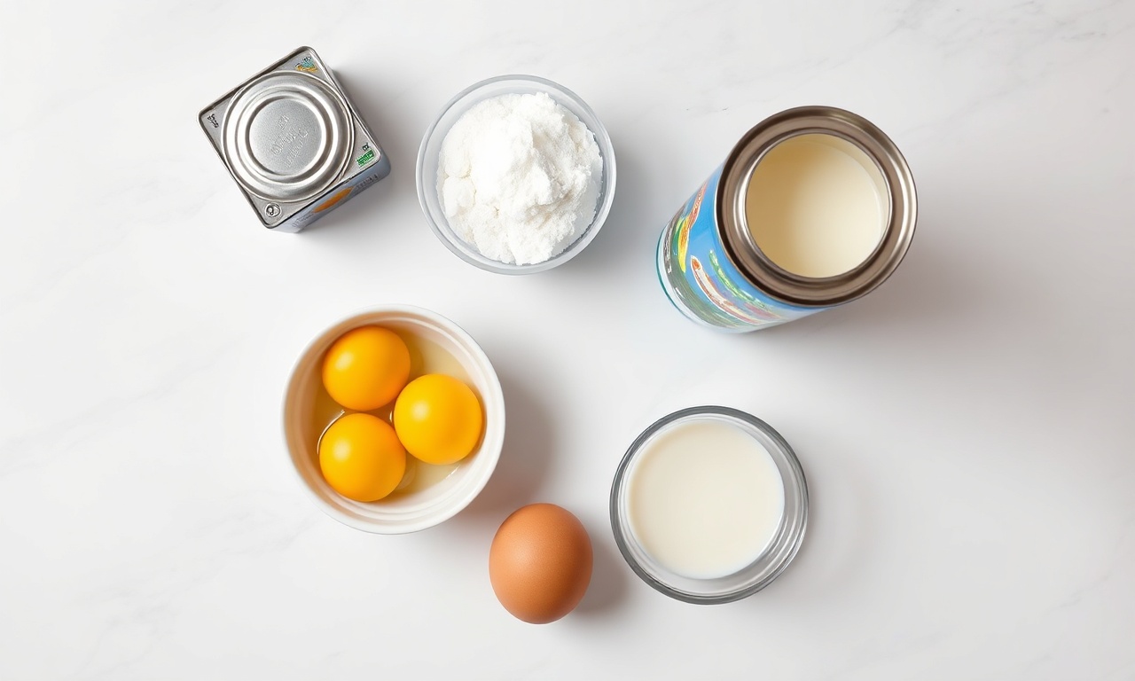 Vista de cima dos ingredientes simples e essenciais.