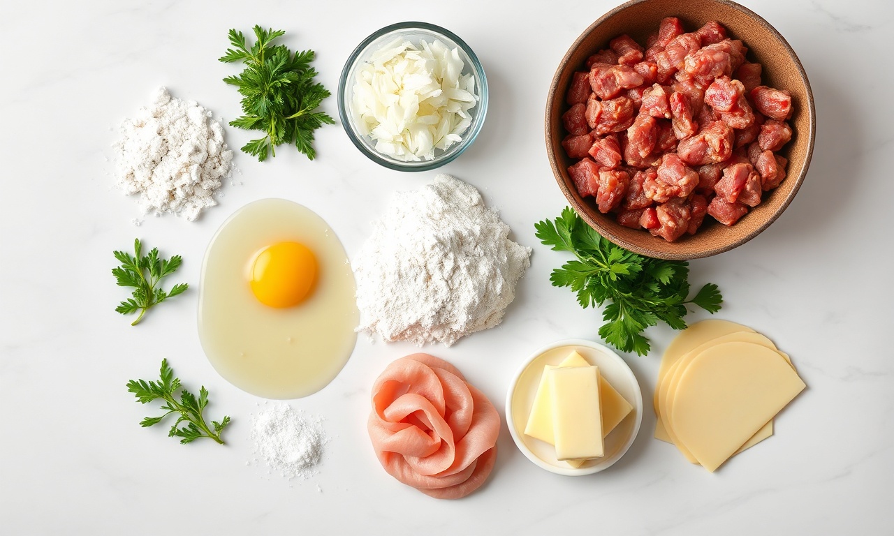 Vista de cima dos ingredientes organizados para a receita.