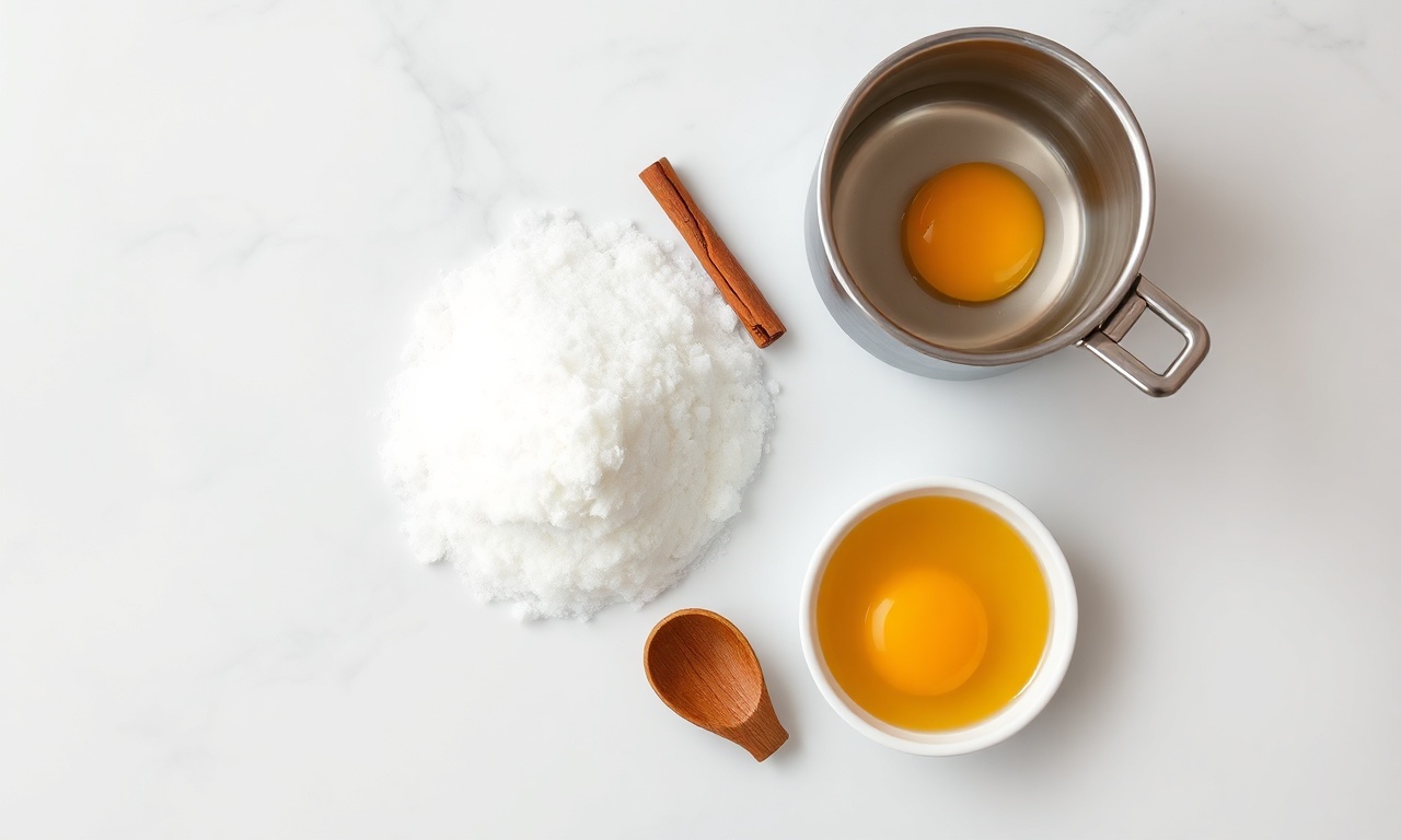 Vista de cima dos ingredientes simples e essenciais para a receita.