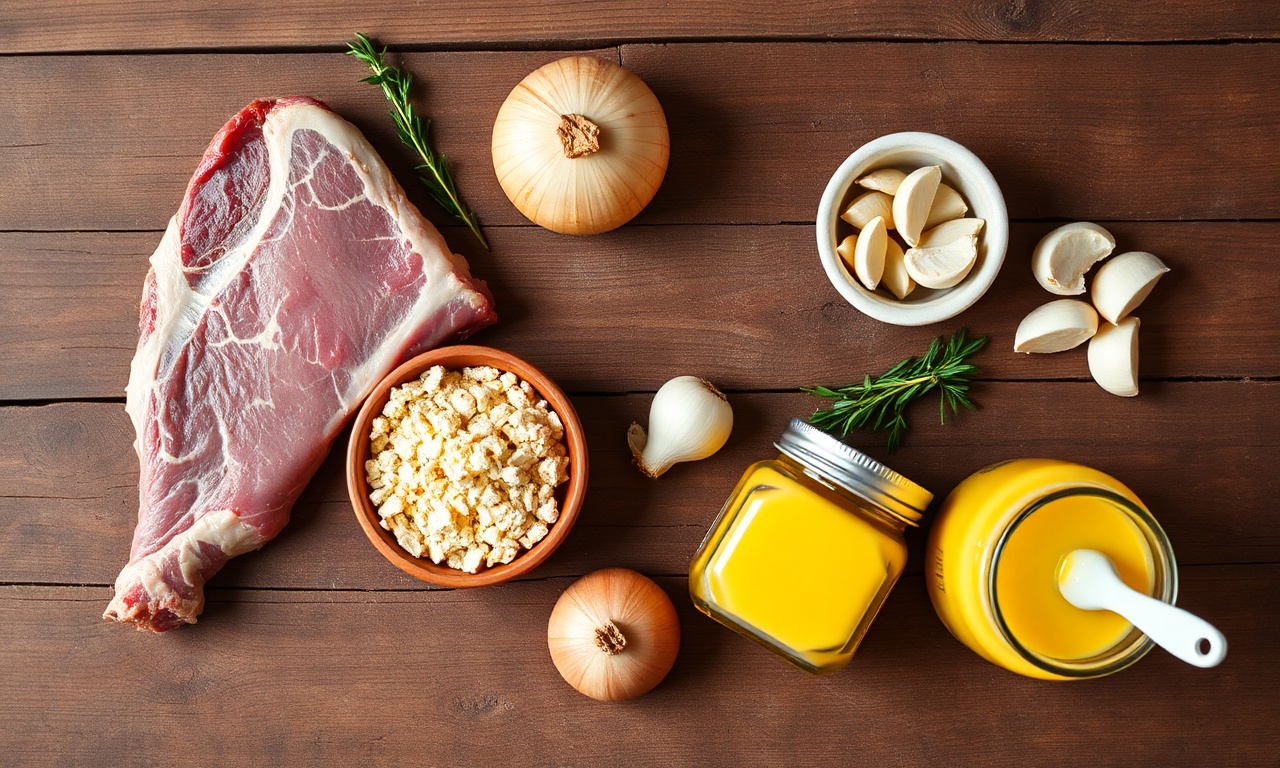 Vista de cima dos ingredientes principais da receita