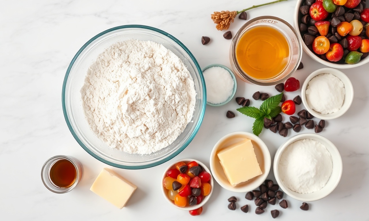 Vista de cima dos ingredientes organizados