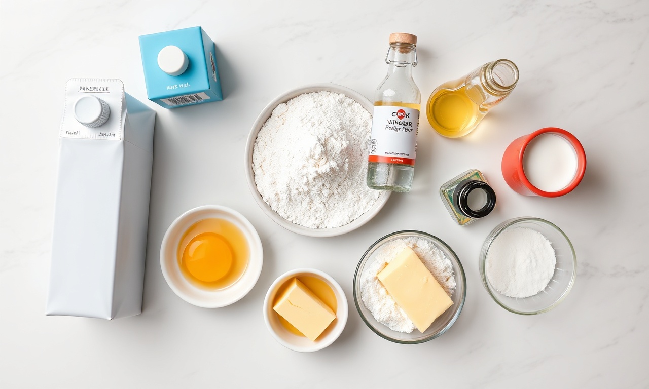 Panqueca Americana Fofinha E Dourada: Receita Fácil De 20 Min 4 Vista de cima dos ingredientes organizados